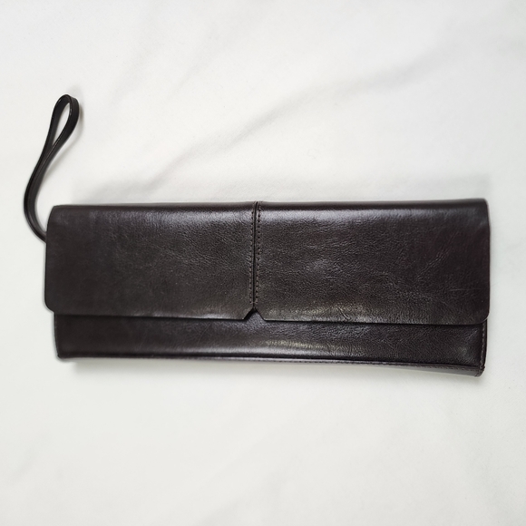 Alfani Brown Genuine Leather Clutch Wristlet Wallet Minimalist Carolyn Core 90s - Picture 3 of 12